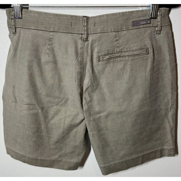 Anthropologie Level 99 Womens Green Linen Blend Shorts Sz 27 Chino Stretch - Picture 2 of 11